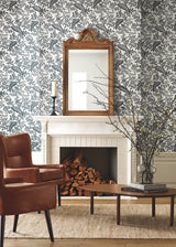 Canopy Black & White Wallpaper with Botanical Tropical Leaf Print - York RI5136