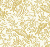 Canopy Gold & White Botanical Non Woven Wallpaper - York RI5138