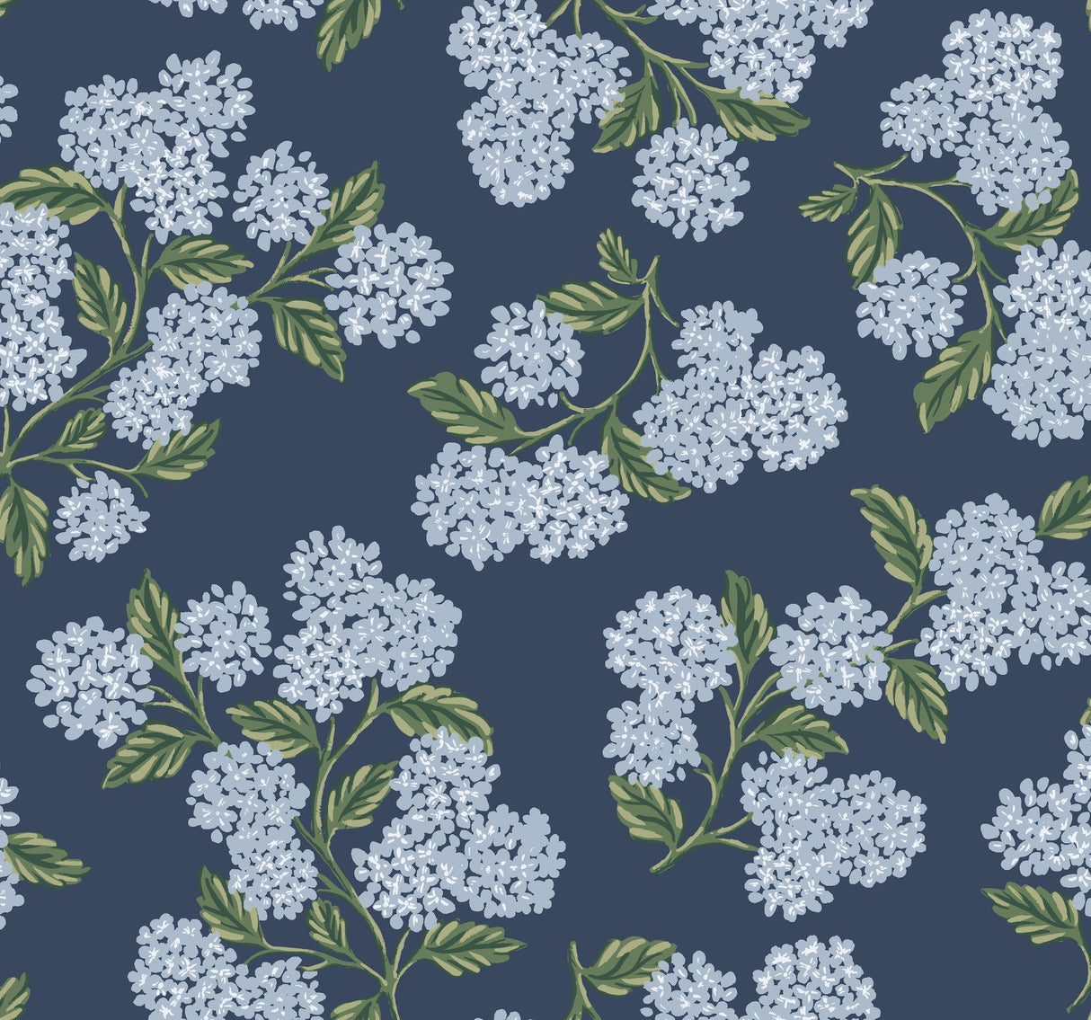 Hydrangea Navy Wallpaper with Botanical Hydrangea Floral - York RI5142