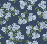 Hydrangea Navy Wallpaper with Botanical Hydrangea Floral - York RI5142