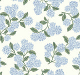 Hydrangea Blue & White Wallpaper with Botanical Hydrangea Floral Pattern, Non Woven, Drop Match - York RI5143