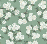Hydrangea Jade Botanical Non Woven Wallpaper with Overscale Floral Pattern - York RI5145