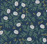 Peonies Navy Wallpaper with Botanical Peony Floral - York RI5149
