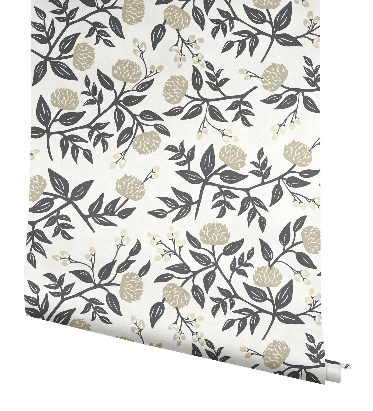 Peonies White & Black Wallpaper with Botanical Peonies Motif - York RI5150