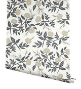 Peonies White & Black Wallpaper with Botanical Peonies Motif - York RI5150