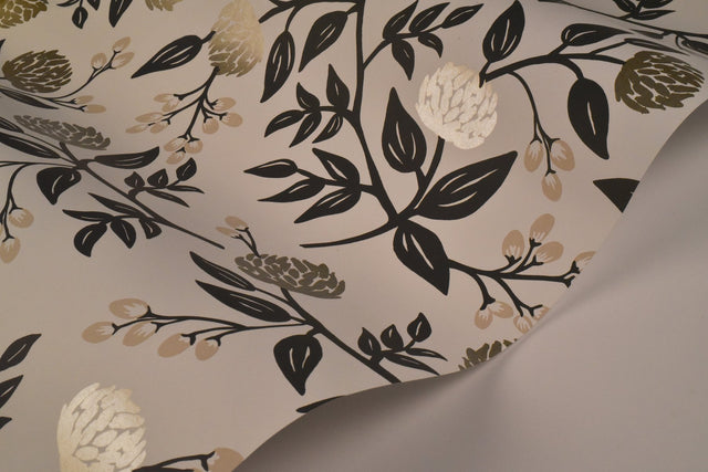 Peonies White & Black Wallpaper with Botanical Peonies Motif - York RI5150