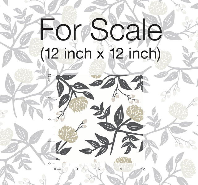 Peonies White & Black Wallpaper with Botanical Peonies Motif - York RI5150