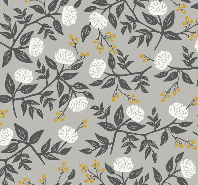 Peonies Grey Wallpaper with Botanical Floral Pattern - York RI5152