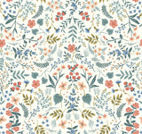 Wildwood Beige & Coral Wallpaper with Botanical Floral Pattern - York RI5157