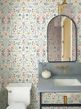 Wildwood Beige & Coral Wallpaper with Botanical Floral Pattern - York RI5157