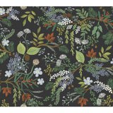 Juniper Forest Black Botanical Wallpaper with Woodsy Berries and Pinecones Motif - York RI5166