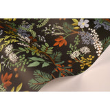 Juniper Forest Black Botanical Wallpaper with Woodsy Berries and Pinecones Motif - York RI5166