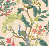Peacock Light Pink Wallpaper with Chinoiserie Peacock and Floral Motif - York RI5169