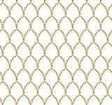 Laurel Gold & White Wallpaper with Botanical Laurel Lattice - York RI5176
