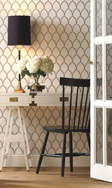 Laurel Gold & White Wallpaper with Botanical Laurel Lattice - York RI5176