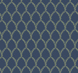 Laurel Navy Wallpaper with Botanical Leaf Arch Pattern - York RI5179