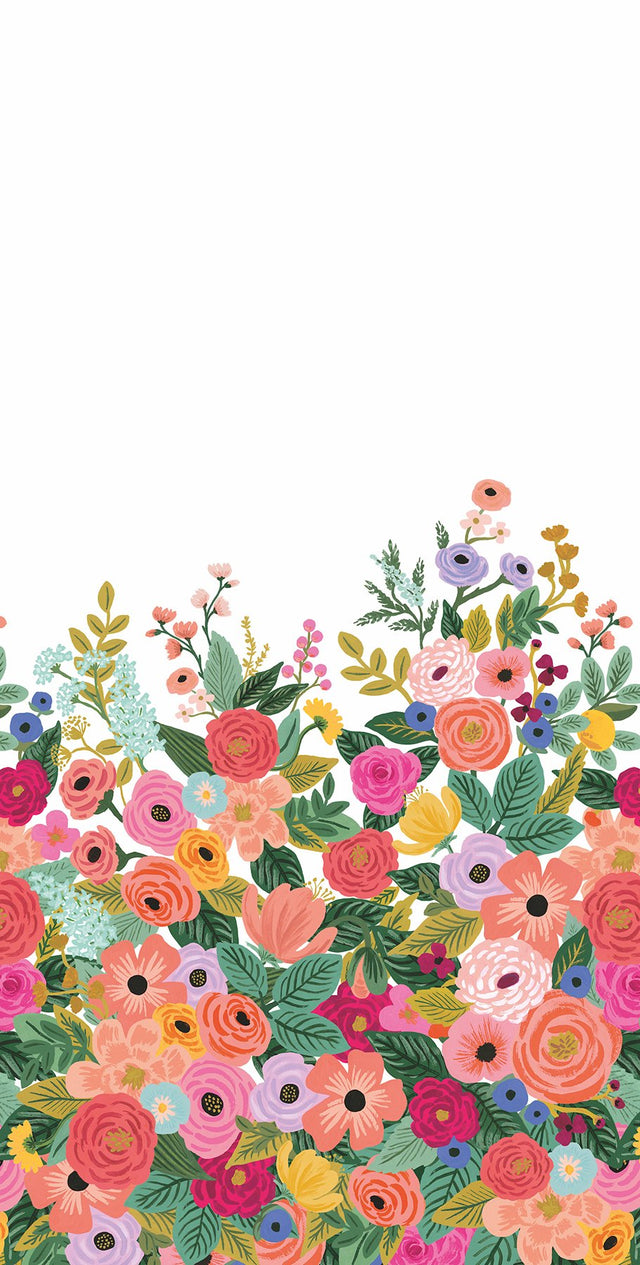 Garden Party Bright Pink Wall Mural with Whimsical Floral Pattern - York RI5190M