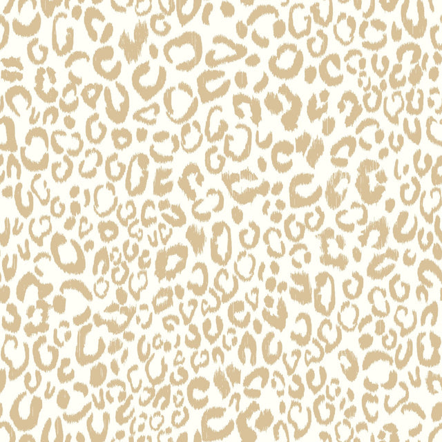 Leopard Gold Peel & Stick Wallpaper with Metallic Glam Animal Print Texture Pattern - York RMK10700WP