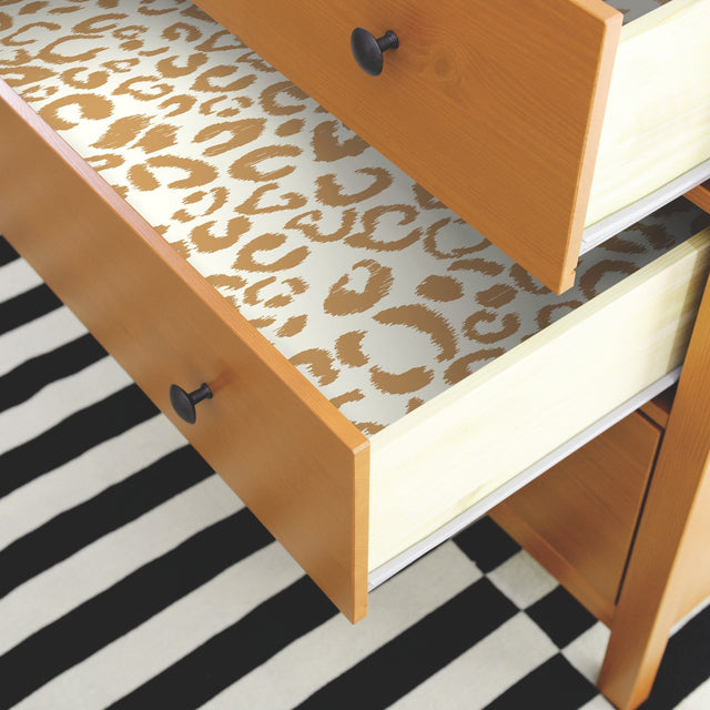 Leopard Gold Peel & Stick Wallpaper with Metallic Glam Animal Print Texture Pattern - York RMK10700WP