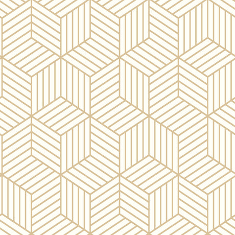 Striped Hexagon White and Gold Peel and Stick Wallpaper by RoomMates RMK10704WPZ