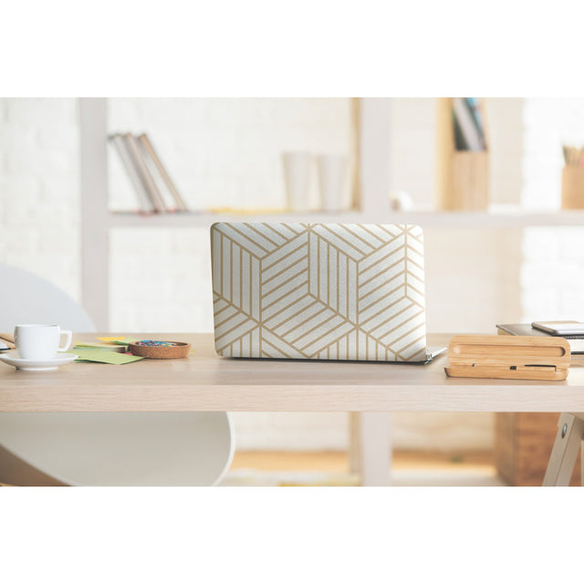 Striped Hexagon White & Gold Peel & Stick Wallpaper with Metallic Geometric Stripes - York RMK10704WP