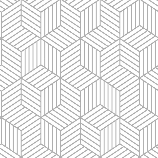 Stripped Hexagon Grey Peel & Stick Wallpaper with Metallic Accents, Modern Global Stripe Geometric - York RMK10705WP
