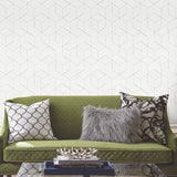 Stripped Hexagon Grey Peel & Stick Wallpaper with Metallic Accents, Modern Global Stripe Geometric - York RMK10705WP