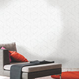 Stripped Hexagon Grey Peel & Stick Wallpaper with Metallic Accents, Modern Global Stripe Geometric - York RMK10705WP