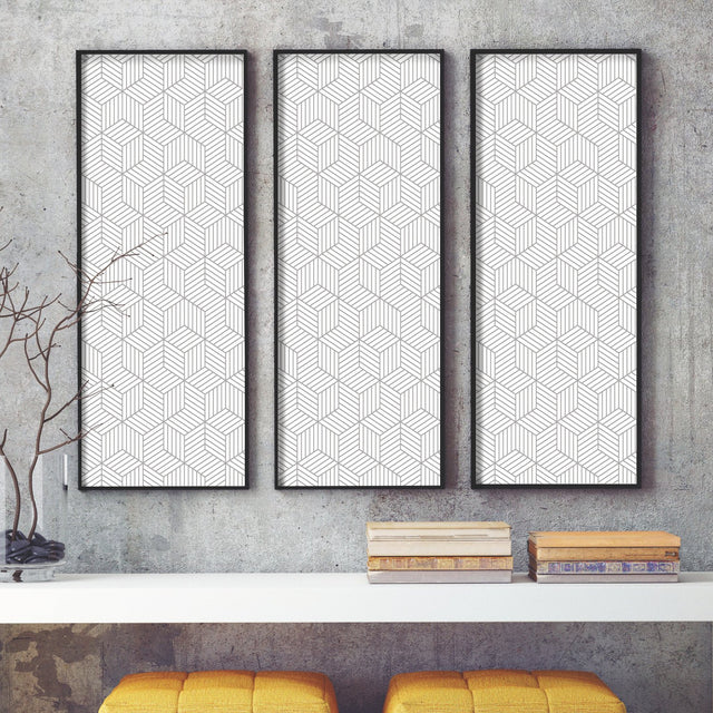 Stripped Hexagon Grey Peel & Stick Wallpaper with Metallic Accents, Modern Global Stripe Geometric - York RMK10705WP