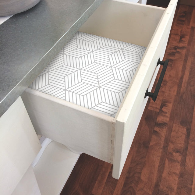 Stripped Hexagon Grey Peel & Stick Wallpaper with Metallic Accents, Modern Global Stripe Geometric - York RMK10705WP
