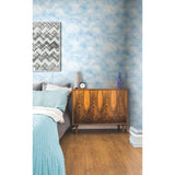 Cloud Teal Peel & Stick Wallpaper with Whimsical Nature Clouds Pattern - York RMK10708WP