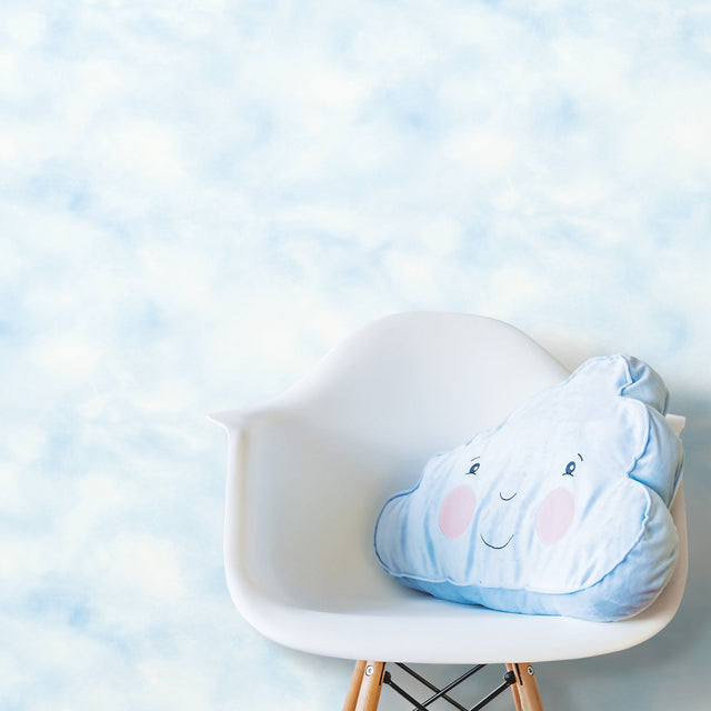 Cloud Teal Peel & Stick Wallpaper with Whimsical Nature Clouds Pattern - York RMK10708WP