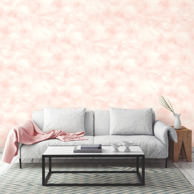Cloud Pink Peel & Stick Wallpaper with Whimsical Nature Clouds Pattern - York RMK10709WP