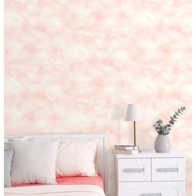 Cloud Pink Peel & Stick Wallpaper with Whimsical Nature Clouds Pattern - York RMK10709WP