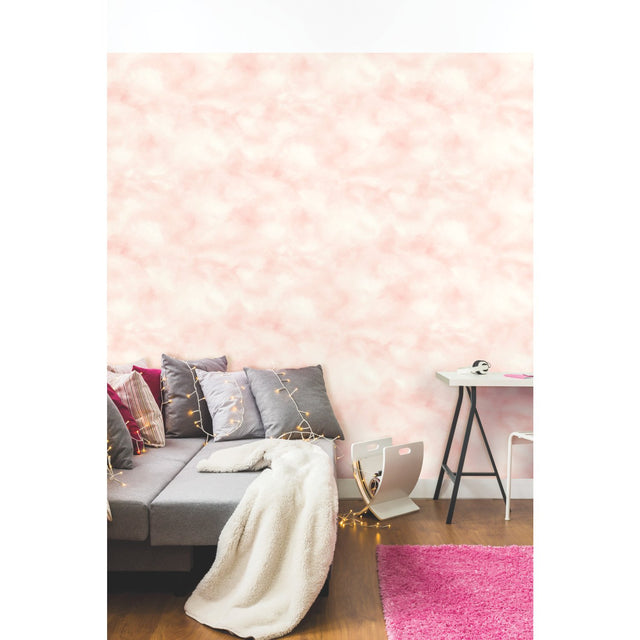 Cloud Pink Peel & Stick Wallpaper with Whimsical Nature Clouds Pattern - York RMK10709WP