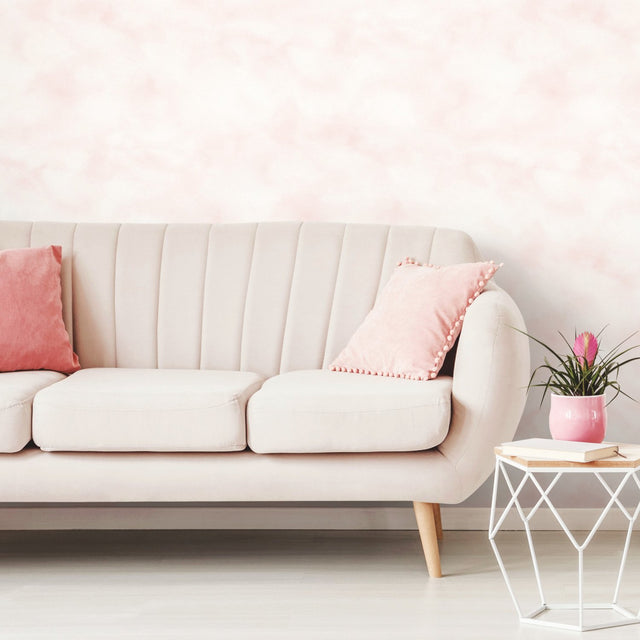 Cloud Pink Peel & Stick Wallpaper with Whimsical Nature Clouds Pattern - York RMK10709WP