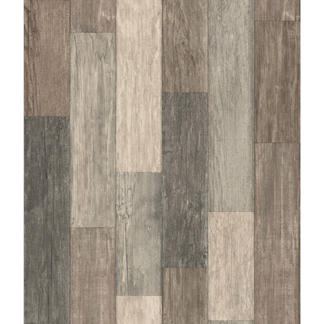 Dark Weathered Plank Brown Peel and Stick Wallpaper by RoomMates - RMK10841WPZ