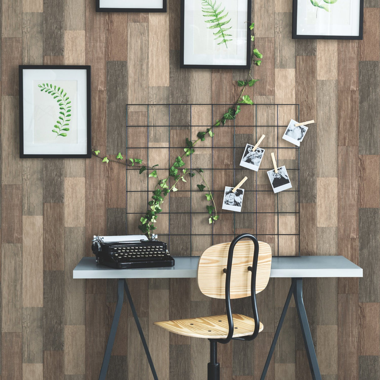 Dark Weathered Plank Brown Peel & Stick Wallpaper with Rustic Wood Look - York RMK10841WP