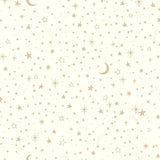 Twinkle Little Star Gold Peel & Stick Wallpaper with Metallic Kids Stars & Outer Space Pattern - York RMK10850WP