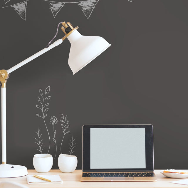Chalkboard Black Peel & Stick Wallpaper with Chalkboard Novelty Pattern - York RMK10969WP