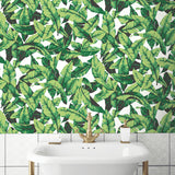 Palm Leaf Green by RoomMates Lush Tropical Banana Leaf Vinyl Peel and Stick Wallpaper Roll 20.5 In x 16.5 Ft Covers 28.2 Sq Ft - RMK11045WPZ