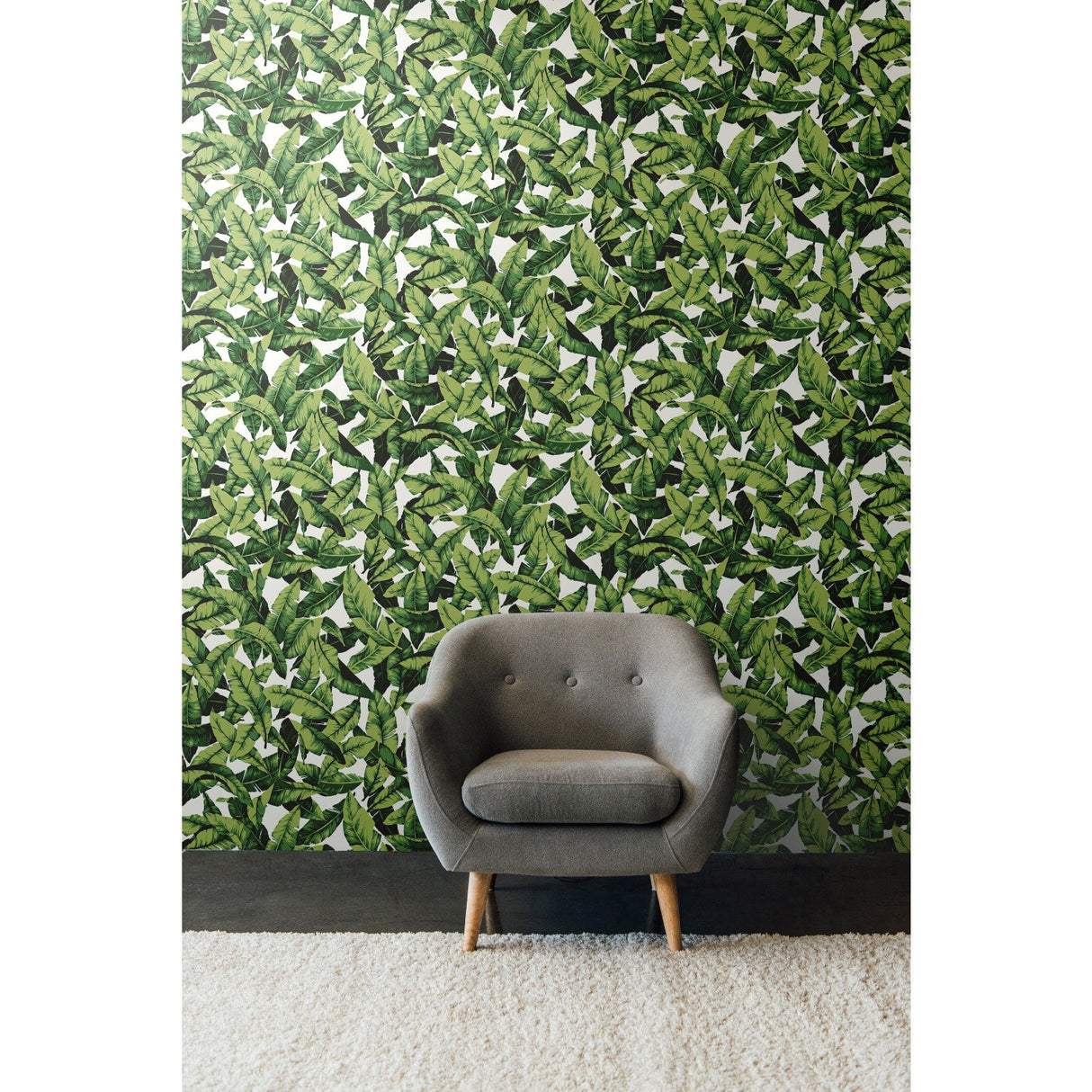 Palm Leaf Green Peel & Stick Wallpaper with Tropical Nature Leaves Pattern - York RMK11045WP