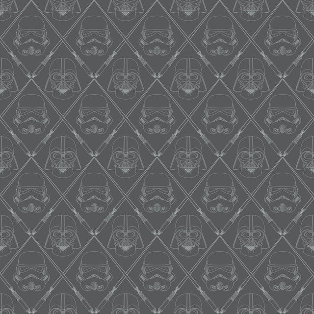 Star Wars The Dark Side Black Peel & Stick Wallpaper with Metallic Accents, Whimsical Licensed Novelty Pattern - York RMK11063WP