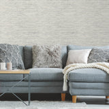 Faux Grasscloth Light Grey Peel & Stick Wallpaper with Traditional Nature Pattern - York RMK11078WP