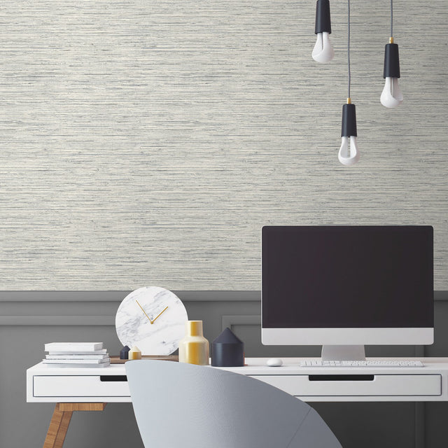 Faux Grasscloth Light Grey Peel & Stick Wallpaper with Traditional Nature Pattern - York RMK11078WP