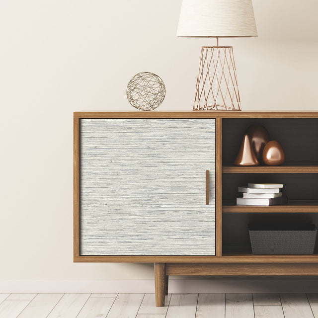 Faux Grasscloth Light Grey Peel & Stick Wallpaper with Traditional Nature Pattern - York RMK11078WP