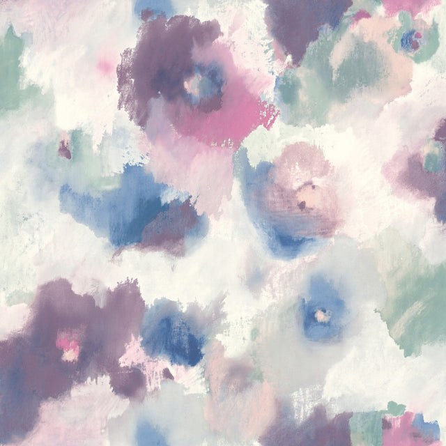 Impressionist Floral Pink Peel & Stick Wallpaper with Watercolor Floral Pattern - York RMK11079WP