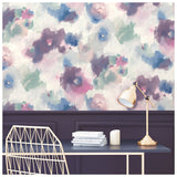 Impressionist Floral Pink Peel & Stick Wallpaper with Watercolor Floral Pattern - York RMK11079WP