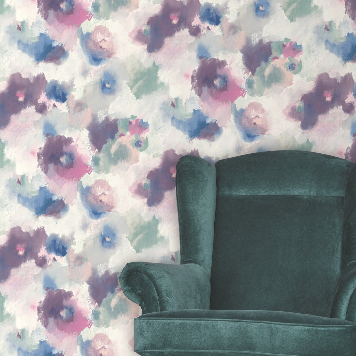 Impressionist Floral Pink Peel & Stick Wallpaper with Watercolor Floral Pattern - York RMK11079WP