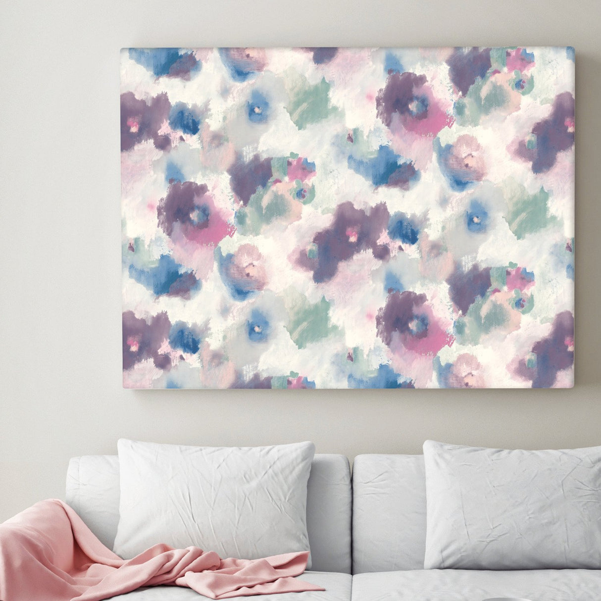 Impressionist Floral Pink Peel & Stick Wallpaper with Watercolor Floral Pattern - York RMK11079WP